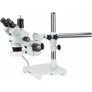 AmScope SM-3T-54S Boom Ständer Trinokulares Zoom Stereomikroskop mit 54 LED-Licht, 7X-45X, Weiß