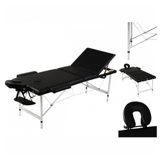 vidaXL Massagetisch mit Aluminiumrahmen, faltbar 3 Zonen Schwarz