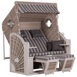 deVries Strandkorb CLIFF XXL SUN PE Teak white Kubu Design 481