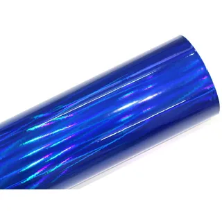 Finest Folia Laser Hologramm Chrom Auto Car Wrapping Folie mit Luftkanälen Holographic Selbstklebend Blasenfrei (Blau, Muster 10x10cm)