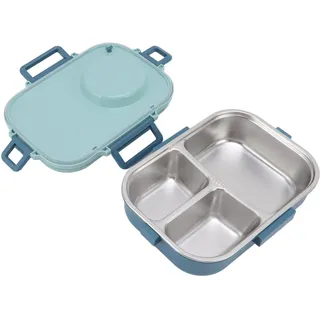 Lunchbox, 1100 Ml, Doppellagiges 3-Gitter-Design, Thermo-Lunchbox aus Edelstahl 304 mit Essstäbchen, Löffel, Suppenschüssel, Lebensmittelbehälter für Kinder, Studenten,
