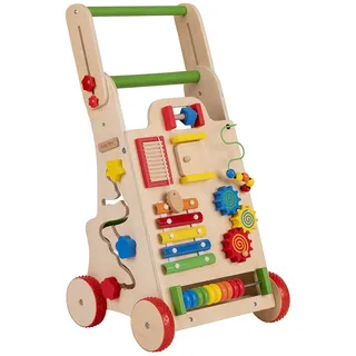 KiddyMoon Lauflernwagen Aus Holz Für Kinder Lauflernhilfe Spaß Babys, Laufen Lernen, Multifunktion Holzspielzeug Für Kleinekinder Montessori-Spielzeug, WK-002, Mehrfarbig