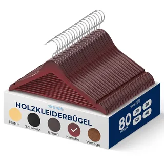 SereneLife Kleiderbügel Holz Rot 80 St.