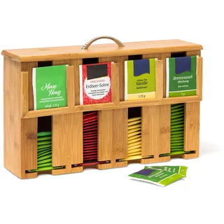 Relaxdays Teebeutelspender - Bambus braun, 33.5x22x10 cm