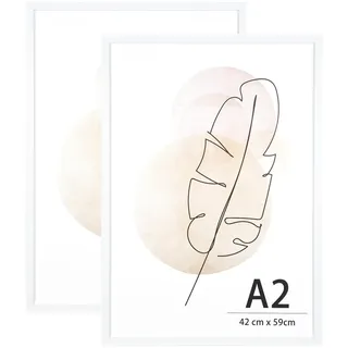 KAIWIN Bilderrahmen für Wand und Schreibtisch, A2, Weiß, 2 Stück aufhängen Benutzt für Wohnzimmer, Schlafzimmer, Arbeitszimmer, für Fotos, Kunstwerke und Poster