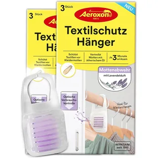 Aeroxon Textilschutz Hänger 2x3 - Mottenschutz für Kleiderschrank, Wirksamer Mottenschutz von Textilien und Geweben vor Kleidermotten für bis zu 3 Monate, Mottenfalle kleidermotten mit Lavendel duft