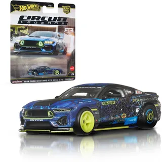 Hot Wheels Premium Car Culture Sammel-Spielzeugauto, Die-Cast RTR Mustang Drift im Maßstab 1:64, Circuit Legends Fahrzeug mit Real Riders-Rädern, JBK48