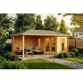 Alpholz Gartenhaus 5-Eck Liwa 5,75 x 2,74 m Braun