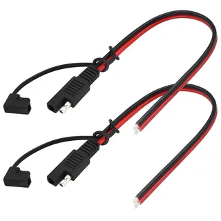 zdyCGTime Solarpanel 14AWG SAE Stecker Verbinder,SAE 12V 2Pin SAE Single Plug Verlängerungskabel mit Staubschutzkappe,Solarpanel SAE Stecker,Geeignet für Motorräder,Autos,Traktoren etc.(30cm-2Pack)