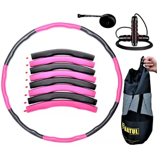 ByBATUL Hula Hoop Ring Reifen Erwachsene und Kinder 5-8 Sektionen Abnehmen & HIIT Training | Bauch Beine Po Training | Fitness Set 4-teilig inklusive Springseil, Maßband & Tasche zur Aufbewahrung