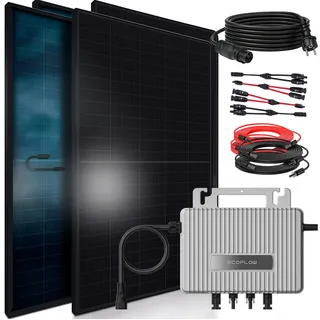 Bifazial 1840W inkl. ECOFLOW 800W Wechselrichter + 4 x 460W Glas-Glas Solarmodule