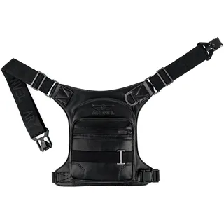 Artonvel - Beintasche Motorrad Leder Schwarz – Rindsleder Vollnarbenleder Vintage – wasserdicht & leicht – verstellbare Tasche – ergonomisch – langlebig – Schwarz