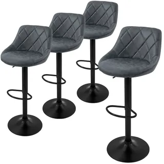 ML-Design Barhocker 4er Set, Bezug aus Kunstleder Anthrazit Gepolsterter Barstuhl mit Rückenlehne und Fußstütze, Tresenhocker höhenverstellbar, 360° drehbar, Bistrohocker Hocker Drehstuhl Barstühle