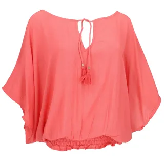 Guru-Shop Longbluse Luftige Boho Bluse, Maxibluse mit Fledermaus.. orange