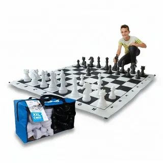 alldoro Spiel XXL Schach, großes Schachspiel für drinnen & draußen, Brettspielklassiker im Jumbo Format mit 158 x 158 cm großem Spielfeld schwarz