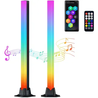 G-STORY Intelligente RGB LED Lightbar, sprachaktiviertes Musik-Sync-Rhythmus-Licht, 42 cm bunte Tonaufnahme, Umgebungslichter mit App und Fernbedienung, für Gaming, PC, TV, Party (2 Stück)