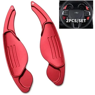 HIBEYO Lenkrad Schaltwippen Verlängerung Paddles Lenkrad für Land Rover Evoque Velar Discovery Range Rover für Jaguar F-Pace E-Pace XE XF XJ XEL XFL XJ Shift Paddles Schalthebel Shifter Rot