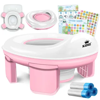 Kidiz KIDIZ® Töpfchen für Kinder Toilettensitz Töpfchentrainer WC Sitz Lerntöpfchen bequemem, PP-Material mit Müllbeutel für Unterwegs & Belohnungssystem mit Stickern 3 in 1 Lösung