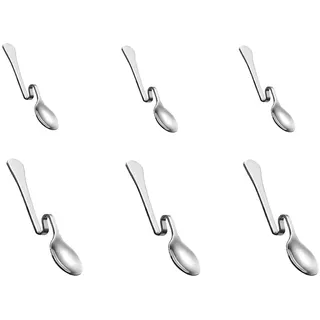 LATRAT 6 Stück Marmelade Löffel Edelstahl Löffel Mit Gebogenem Hängenden Tasse Löffe, HoniglöFfel Es Kann Zum RüHren Von Kaffee Und Marmelade Verwendet Werden