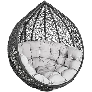Dynamic24 Korb Hängesessel mit Gestell + Kissen Hängestuhl Lounge Hängekorb Schaukel Sessel
