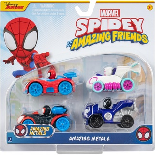Jazwares GmbH Spidey und seine Super-Freunde - Metall Fahrzeuge 4er-Set, Spielzeug ab 3 Jahren
