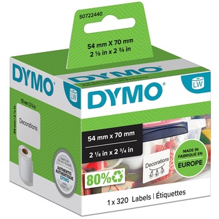 DYMO Original LabelWriter Mehrzwecketiketten | 54 mm x 70 mm | Rolle mit 320 leicht ablösbaren Etiketten | selbstklebend | für LabelWriter Etikettendrucker und Beschriftungsgerät