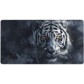 Tiger Mauspad XXL 500x250X3MM Große Fantasie Mousepad, Schwarz Gaming Schreibtischunterlage mit Genähte Kanten and rutschfeste Gummibasis, PC Gaming Zubehör für Home Office, Geschenke für Männer