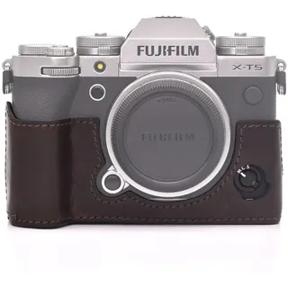 MUZIRI KINOKOO XT5 Tasche Kompatibel für Fuji XT5/X-T5 Digitalkamera mit Echtleder Half Case mit Handgriff mit Kaffee