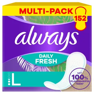 Always Slipeinlage Daily Fresh Pflanzenbasiert Long 152 Slipeinlagen (Sparpackung 4x38 Stück)