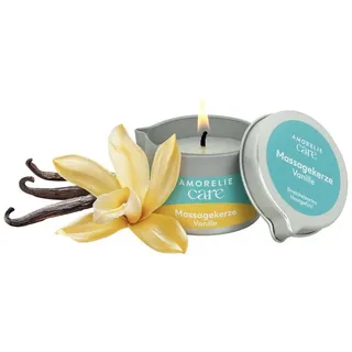 AMORELIE Care – Erotische Massagekerze mit Vanille-Duft (50 ml) – Sinnliche Massage, Feuchtigkeitsspendend, Ideal für Paare