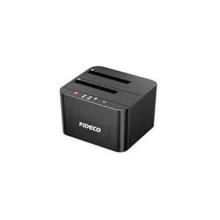 FIDECO HDD Docking Station, Dockingstation für Festplatten, USB 3.0 für 2,5 und 3,5 Zoll SATA HDD/SSD, Dual Bay, unterstützt Offline-Klone