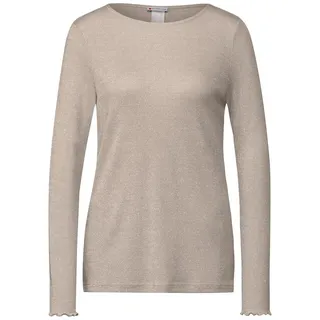 STREET ONE Langarmshirt, mit Metallisierten Fasern, Gr. 40, spring sand melange, , 93928064-40