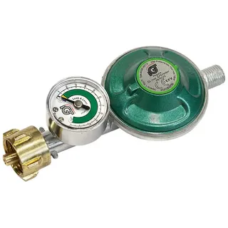 Igt Gasdruckminderer mit Manometer für Flüssiggas Butan- und Propangas 50 mbar - Grün