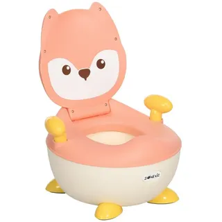 zonekiz Kinder Töpfchen Kindertoilette im Fuchs-Design, Babytöpfchen mit Griff, Klappdeckel, Rutschfester Topfstuhl für Kleinkinder von 6 Monaten bis 3 Jahre, Rosa