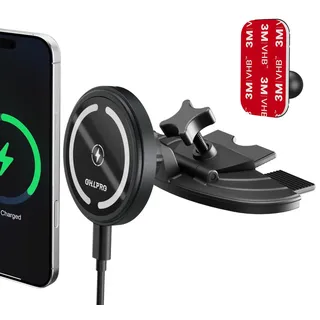 OHLPRO Magsafe Handyhalterung CD Schlitz Auto, Magnetische Autohalterung mit 15W Schnellladen, 360° Drehung & Einhandbedienung, Freisprecheinrichtung, Handyhalterung mit iPhone 12–17 Pro Max