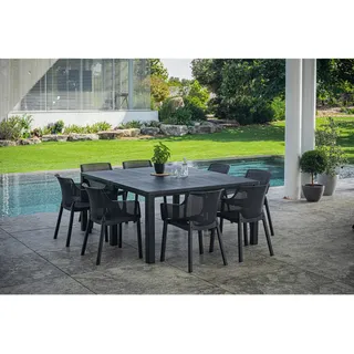 Keter Gartentisch, Graphit, Kunststoff, rechteckig, eckig, 292.9x75x89.4 cm, Schirmloch, UV-beständig, wetterfest, Gartenmöbel, Gartentische, Gartentische