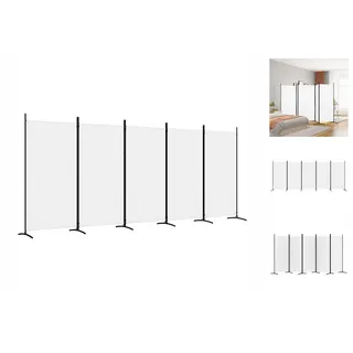 vidaXL 5-tlg. Paravent Weiß 433x180 cm Stoff