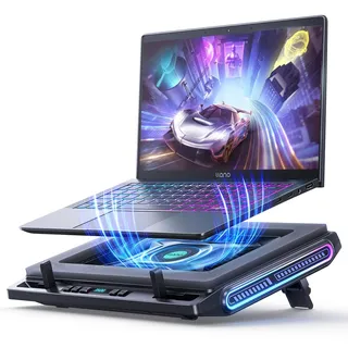 llano RGB Gaming Laptop Kühler Kühlpad für Schnelle Kühlungmit Stufenloser Geschwindigkeit 12cm Leistungsstarker Turbo-Lüfter & Dichtungsschaum 4-Port USB für 13-17.3 Zoll Notebook