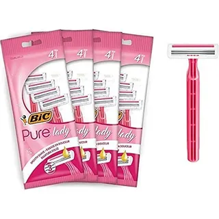 BIC Pure Lady Rasierer Damen, 16 Einwegrasierer mit je 3 Klingen, mit Vitamin E & Shea Butter für eine sanfte Rasur