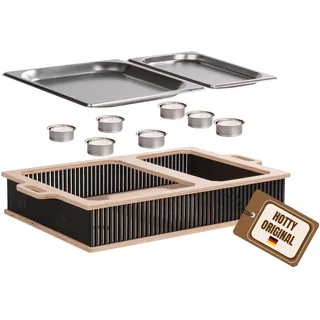 INEXTERIOR Hotty Legacy – Warmhalteplatte fürs Grillen - Grillgut Stövchen mit BBQ-Design – Speisenwärmer – Warmhaltebehälter mit Kerzen - BBQ-Board Grillparty (Schwarz, L)