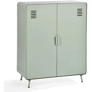 MEUBLE COSY Sideboard Buffets Küchenschrank Kommode mit 3 Türen Magnet und Regal Ablage aus Metall fürs Küchen Wohnzimmer Schlafzimmer Arbeitszimmer, Industrial Style, Hellgrün, 80x40x102cm