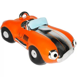 alles-meine.de GmbH XL - Spardose - Rennwagen/Auto/Cabriolet - Oldtimer/Roadster - orange - incl. Schlüssel - stabile Sparbüchse aus Porzellan/Keramik - Sparschwein -..