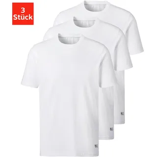 H.I.S. T-Shirt H.I.S "Unterziehshirt mit Rundhals", Herren, Gr. L, weiß, Single Jersey, Obermaterial: 95% Baumwolle, 5% Elasthan, unifarben, Basic, bequem normal, Rundhals, abgesteppte Kante, Shirts T-Shirt, aus Baumwoll-Mix
