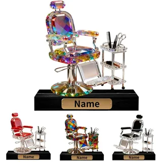 OOEREWGF Personalisierte Friseurstuhl Tischplatte Buntglas Ornamente Figur Zeichen Friseur Geschenke für Frauen, benutzerdefinierte Name Friseur Friseur Figur Plaque Schreibtisch Dekor