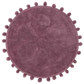 Homescapes Badematte Runde Badematte Blume, 60 cm – Badvorleger beere mit Pompons, Höhe 20 mm, 60 cm