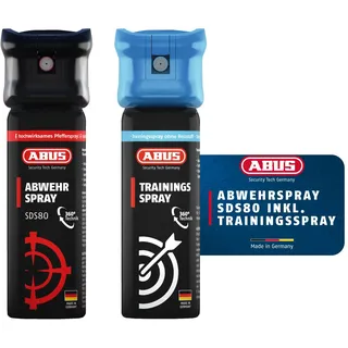 ABUS Abwehrspray SDS80 zur Tierabwehr + Trainingsspray – Pfefferspray zur Selbstverteidigung bei Tierangriffen – mit Jet-Sprühstrahl für bis zu 5 Meter Reichweite – funktioniert auch kopfüber