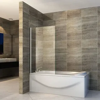 Aloni Badewannenaufsatz mit Seitenwand Duschabtrennung Badewanne Duschwand Glaswand Faltbar 70 x 140 cm 6 mm - Weiß