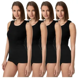 TEXEMP Unterhemd 4er Pack Damen Unterhemd Baumwolle Tank Top Achselhemd Damentop (4-St) 100% gekämmte Baumwolle schwarz 48/50