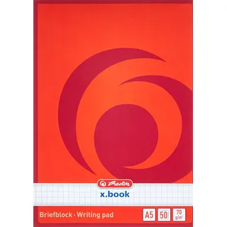 Herlitz Briefblock A5 kariert Rot/Weiß