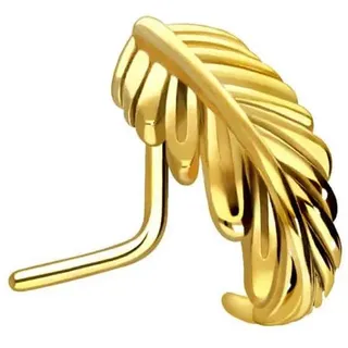 PIERCINGLINE Nasenpiercing Chirurgenstahl Nasenstecker FEDER (Nasenstecker, 1-tlg) goldfarben